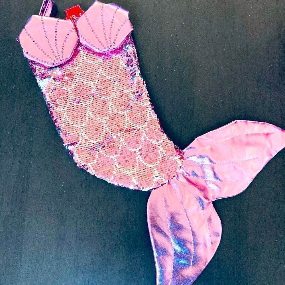 Mermaid Pink Sequin Christmas Holiday Stocking